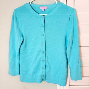 Lilly Pulitzer 100% Cotton Cardigan Small Turquoise